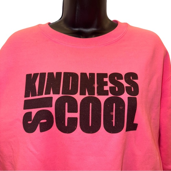 Hot pink sweatshirt with “Kindness is Cool” graphic - size L - Picture 3 of 4
